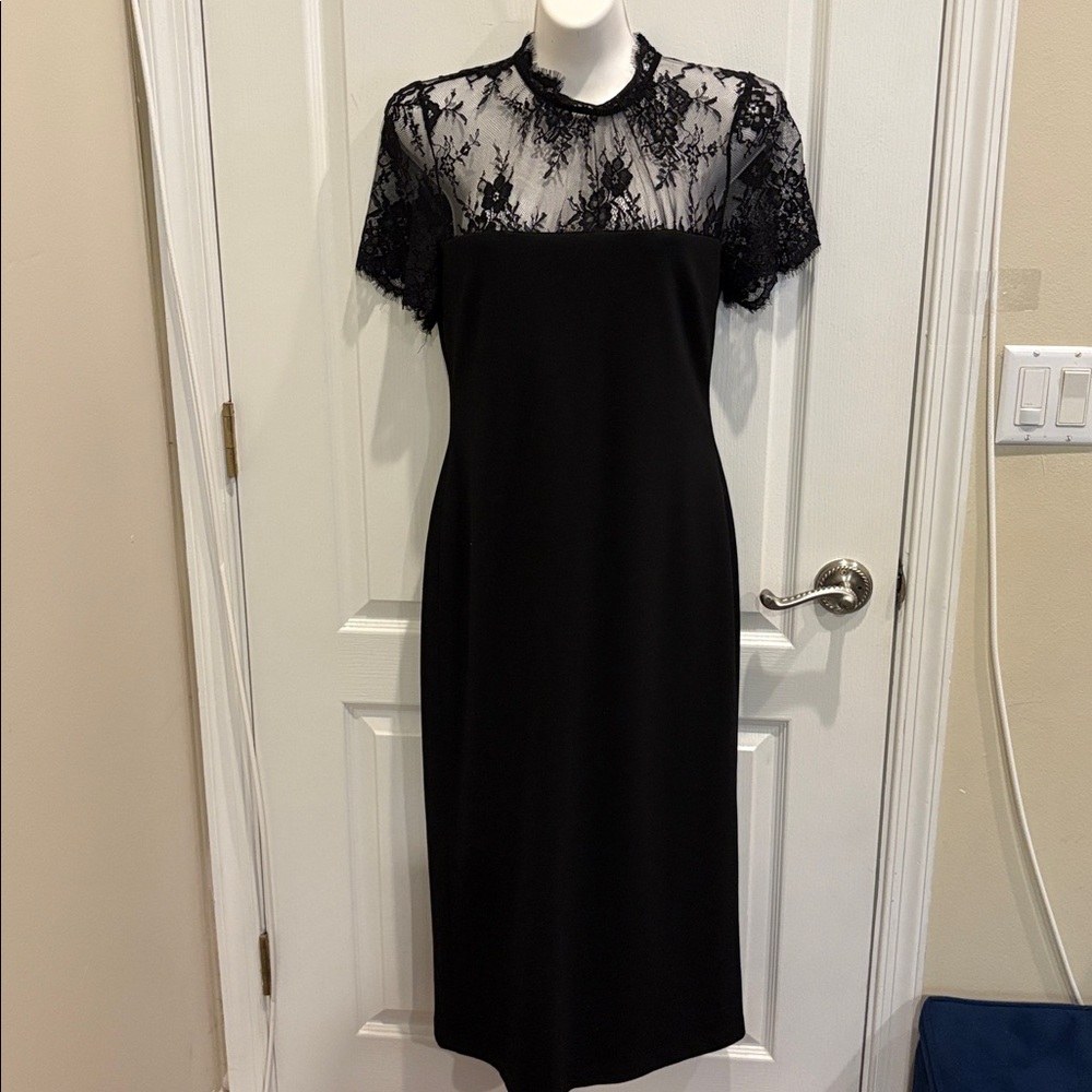 Hyacinth House Black Lace Agatha Midi Dress Size M